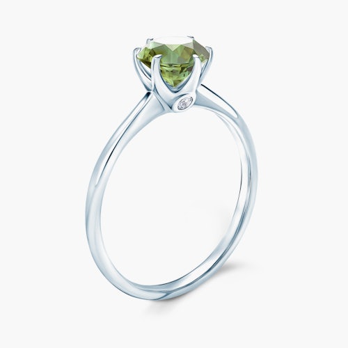 Pierścionek zaręczynowy The Journey: białe złoto, zielony szafir